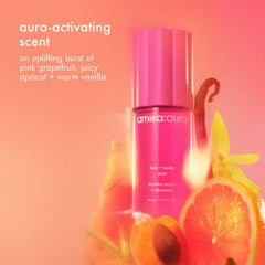refresh, prep + mist set |  amika:aura hair + body mist, perk up plus dry shampoo, superfruit star styling oil