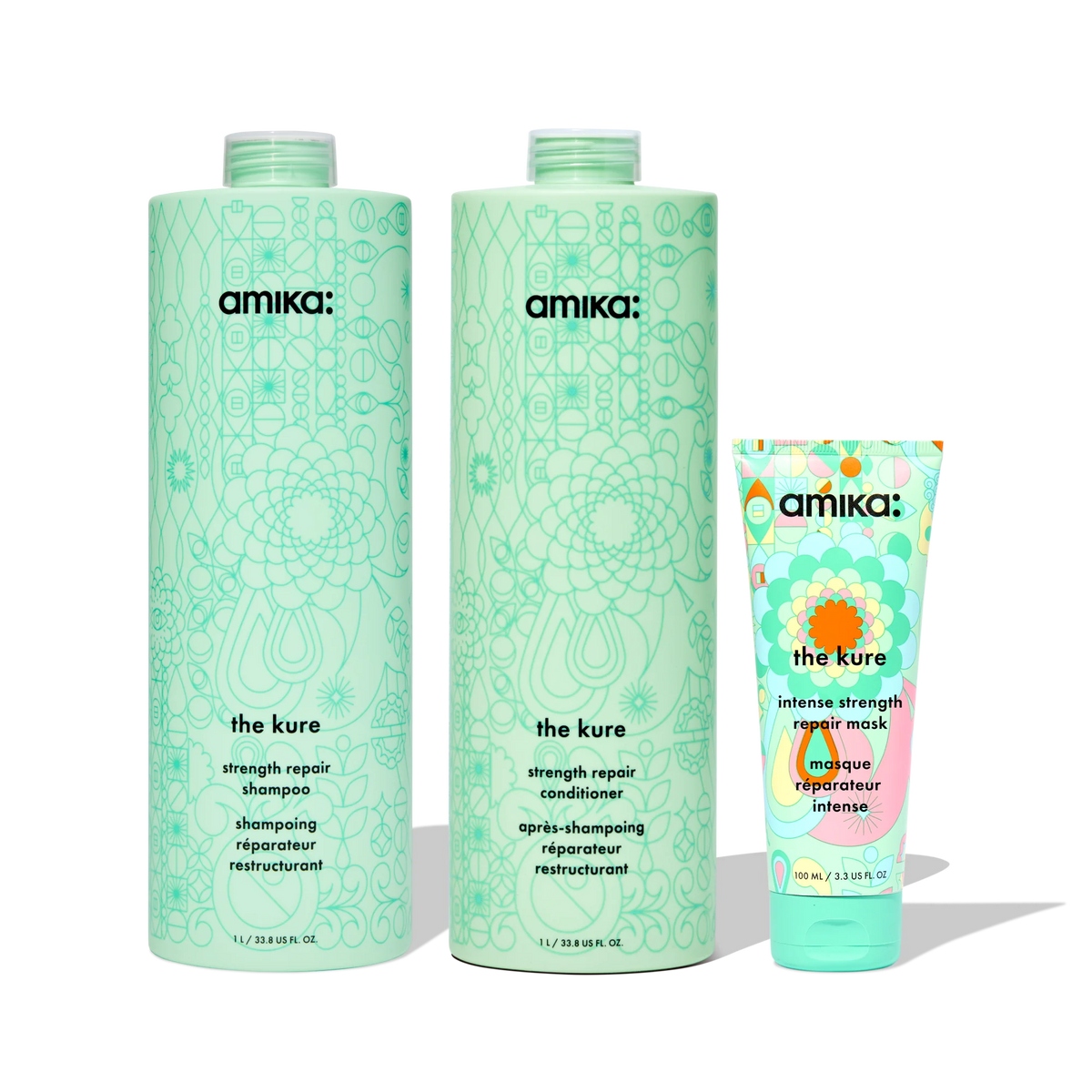 super-sized strength repair set | the kure shampoo, conditioner + mask