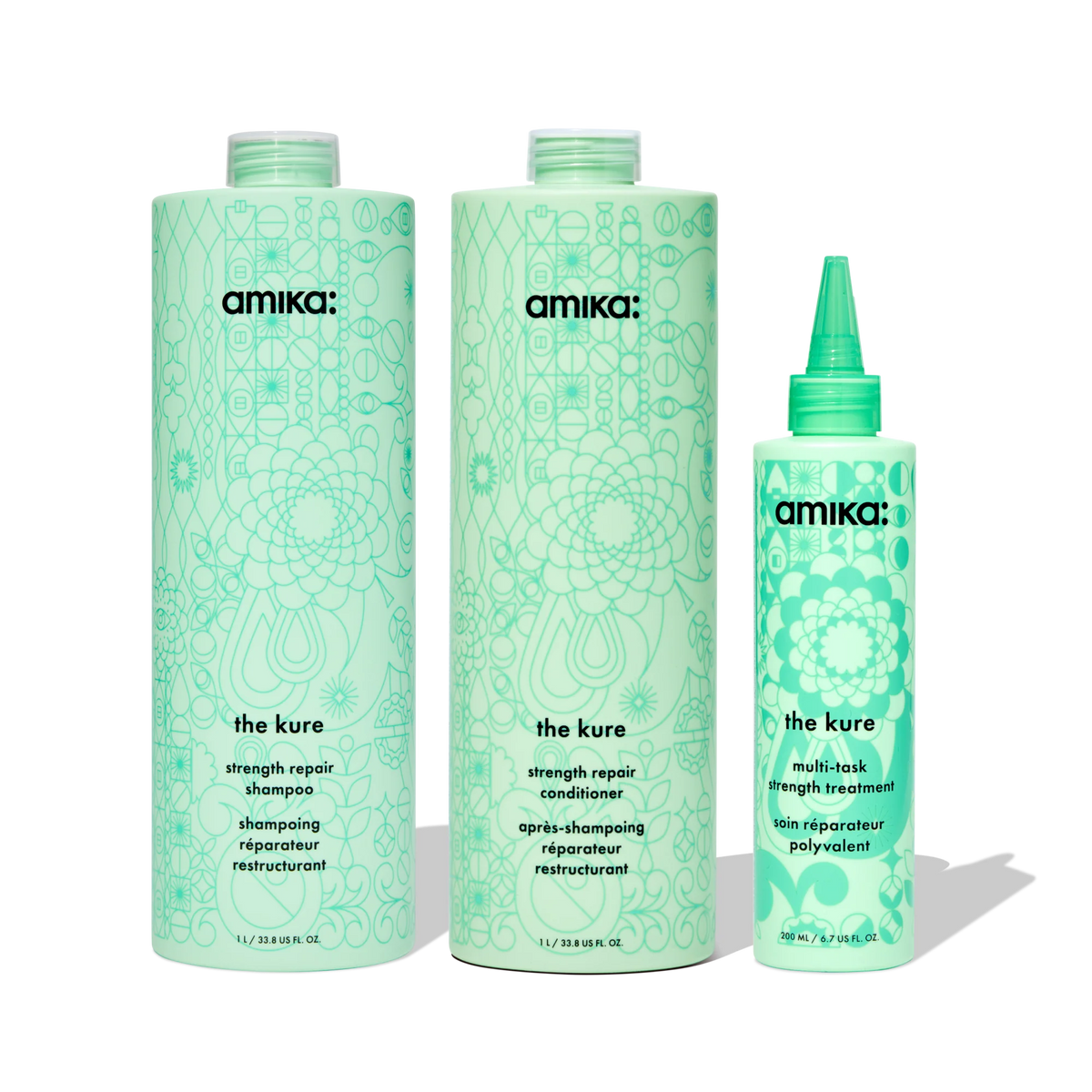 super-sized strength repair set | the kure shampoo, conditioner + multi-task treatment